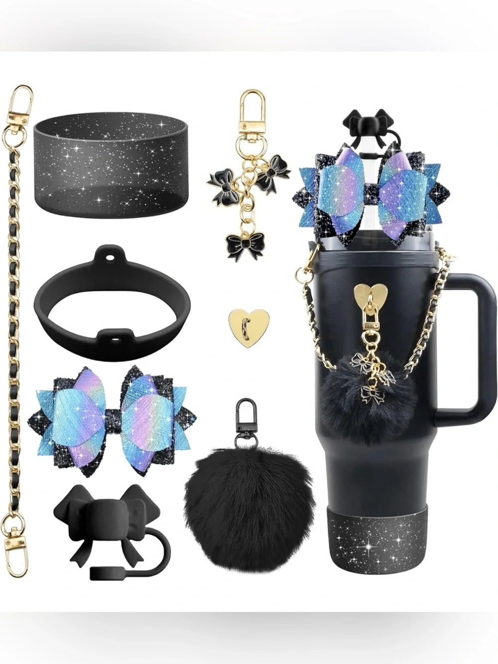 8Pcs Bling Bow Cup Accessories Decor for Stanley Charms 40oz & 30oz Tumbler NEW